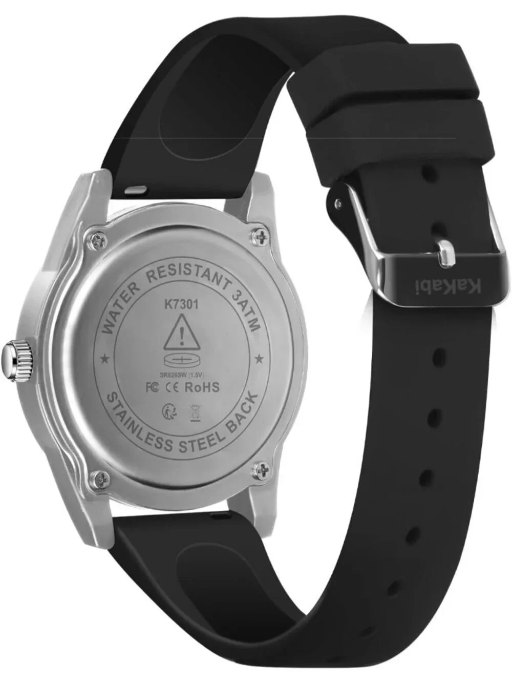 Mens Black Silver Comfortable Silicone Strap Unisex Military Analog Casual Watch